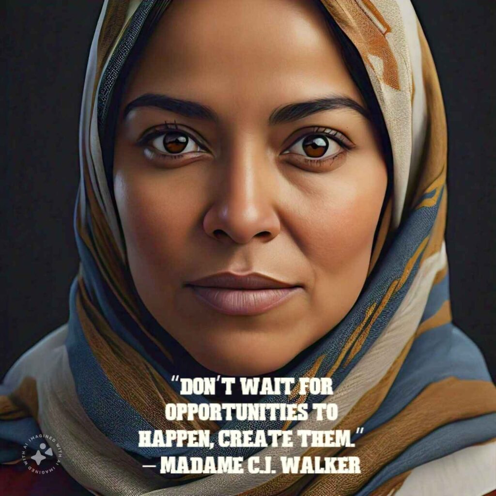 “Don’t wait for opportunities to happen, create them.” – Madame C.J. Walker