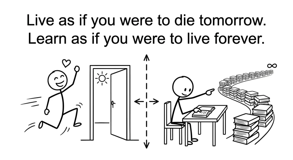 "Live as if you were to die tomorrow. Learn as if you were to live forever." — Unknown author