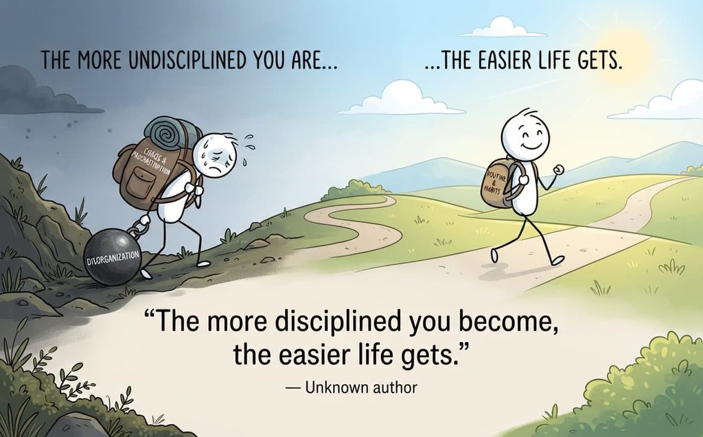 “The more disciplined you become, the easier life gets.” — Unknown author