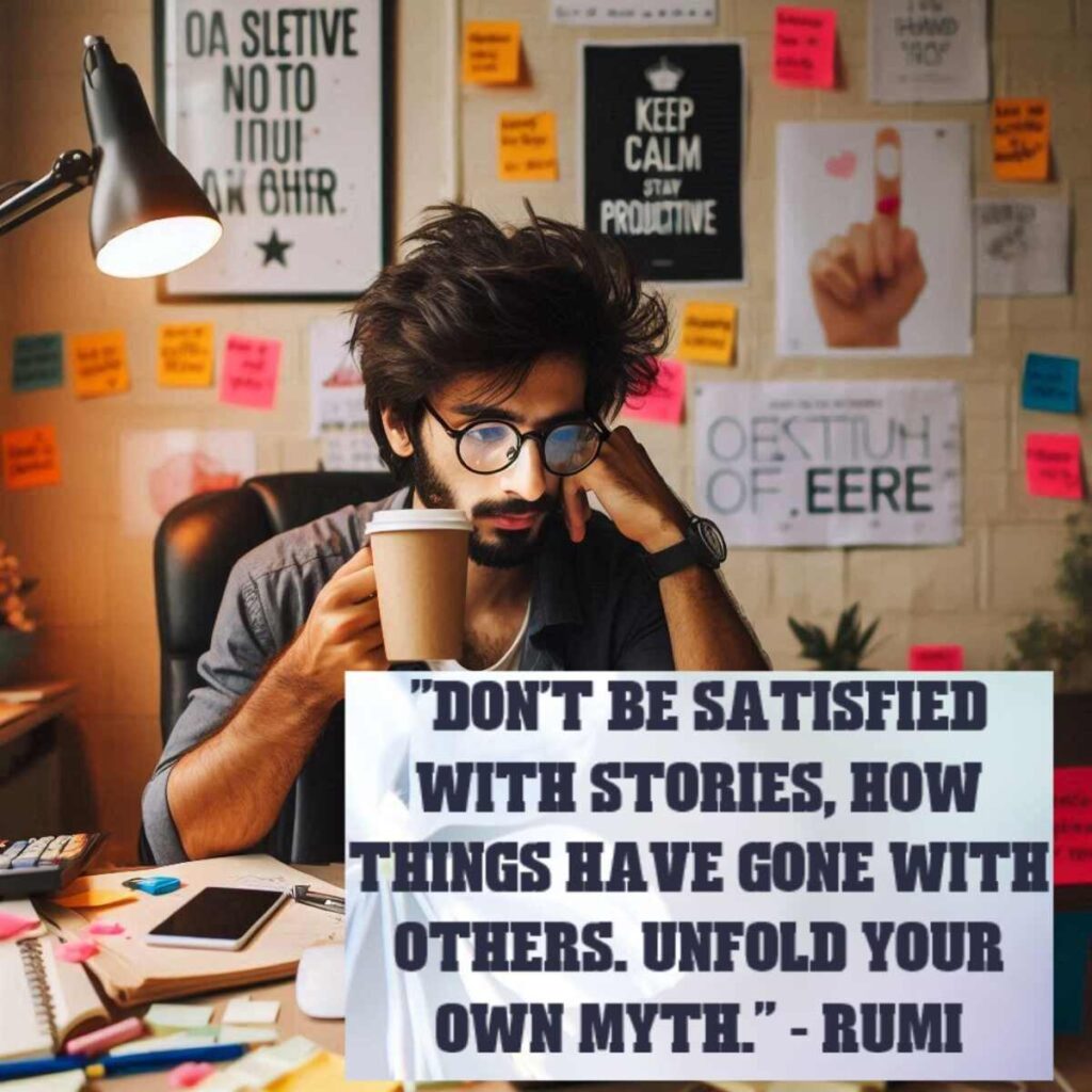 "Don't be satisfied with stories, how things have gone with others. Unfold your own myth." - Rumi