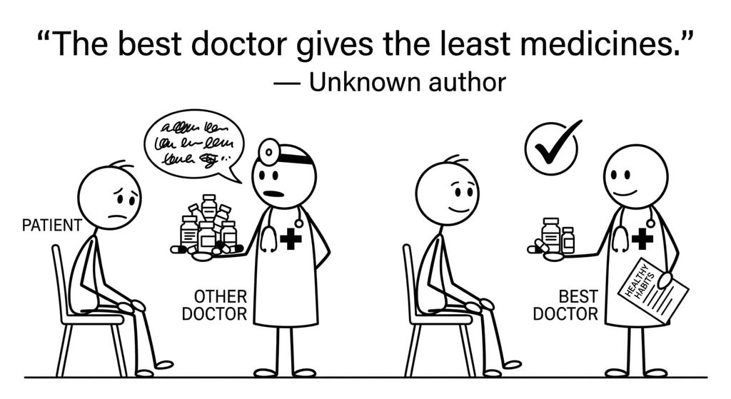 “The best doctor gives the least medicines.” — Unknown author