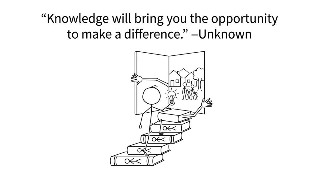 “Knowledge will bring you the opportunity to make a difference.” –Unknown 