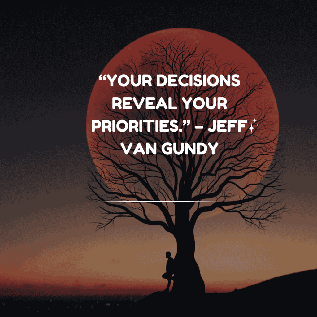 “Your decisions reveal your priorities.” – Jeff Van Gundy