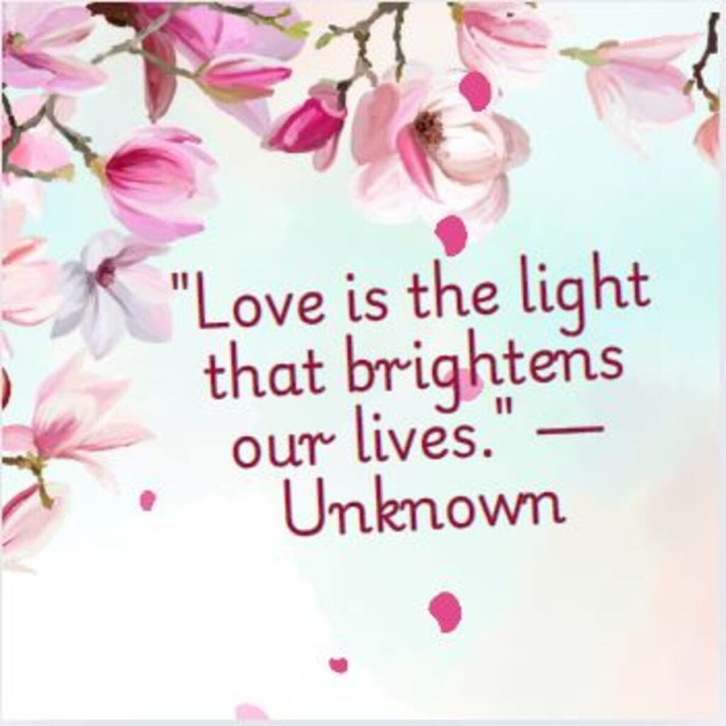 "Love is the light that brightens our lives." — Unknown