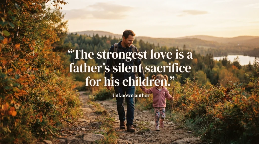 "The strongest love is a father's silent sacrifice for his children." - Unknown author