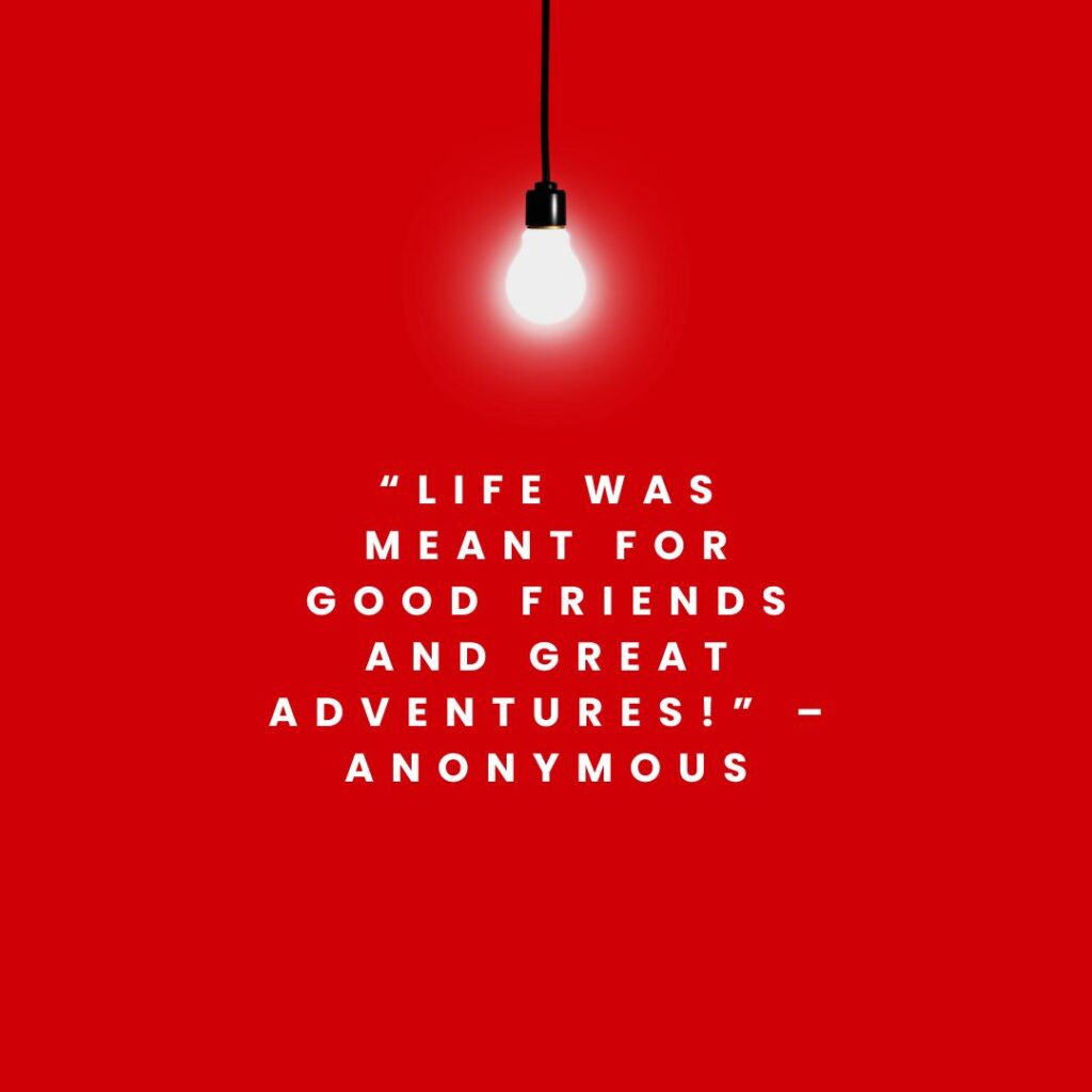 . “Life was meant for good friends and great adventures!” – Anonymous