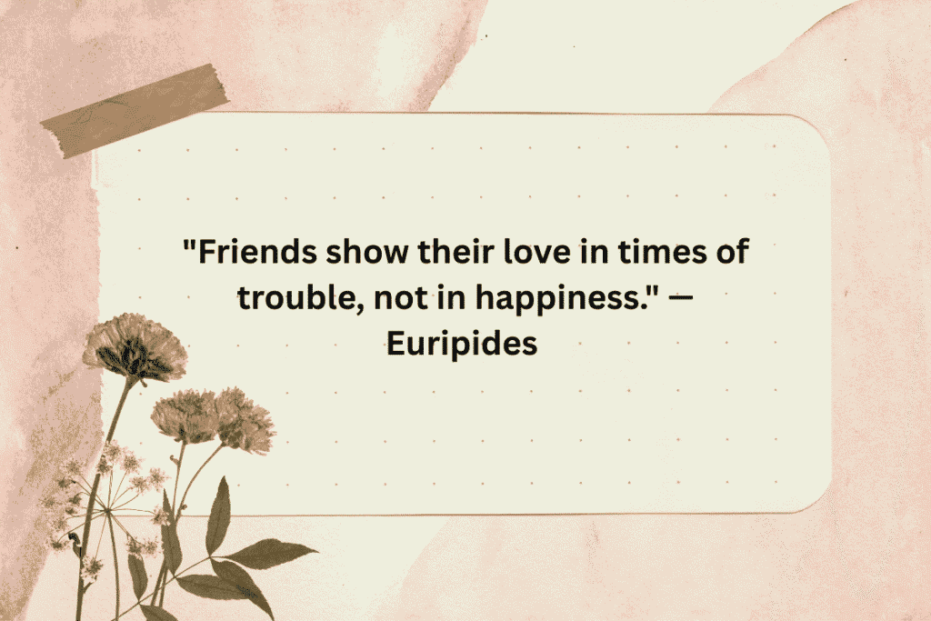 "Friends show their love in times of trouble, not in happiness." — Euripides