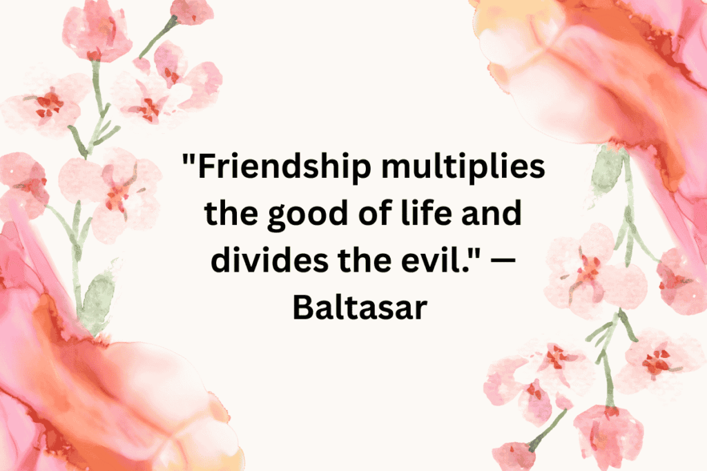 "Friendship multiplies the good of life and divides the evil." — Baltasar Gracian