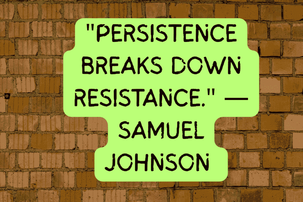 "Persistence breaks down resistance." — Samuel Johnson